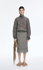 Sweater / JNBY Stand Collar Lightweight Short Cardigan