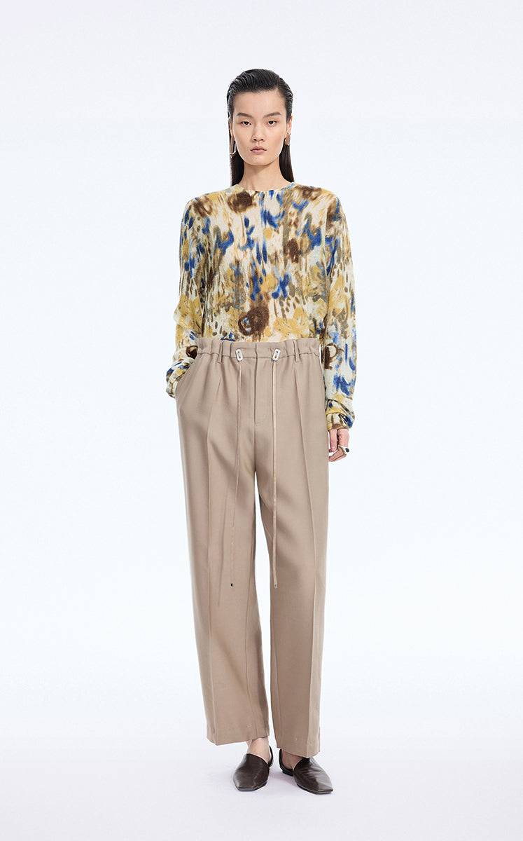 Sweater / JNBY T-Shape Floral Print Mohair Blend Pullover