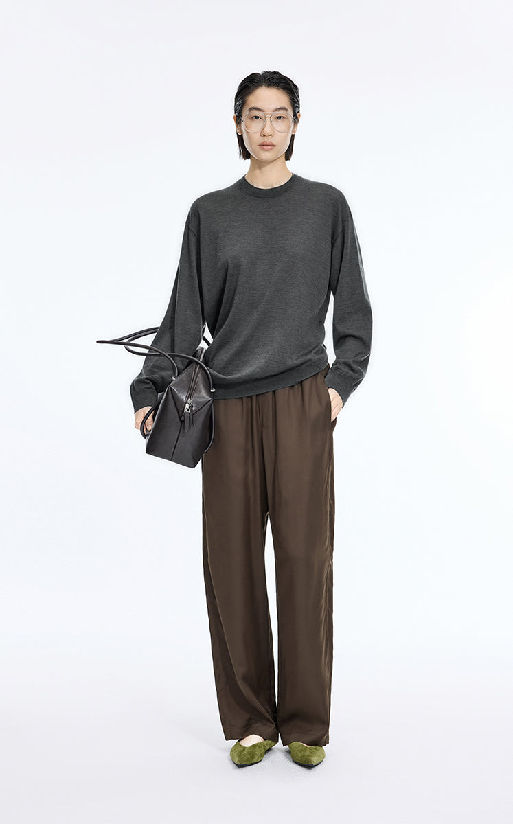 Sweater / JNBY Machine-Washable Merino Wool Pullover Grey
