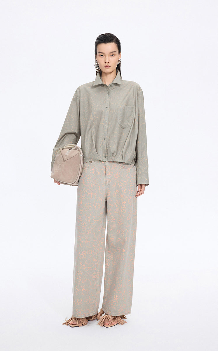 Shirt / JNBY Floral Print Cotton Long Sleeve Shirt