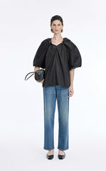 Top / JNBY Stretch Cotton Poplin V-Neck Shirt