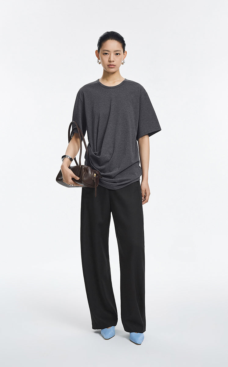 T-Shirt / JNBY Cotton Relaxed Fold Hem Tee