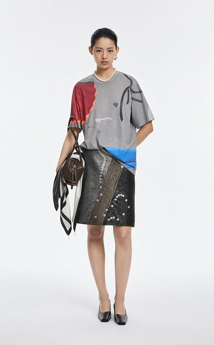 T-Shirt / JNBY Abstract Graphic Print Relaxed Tee
