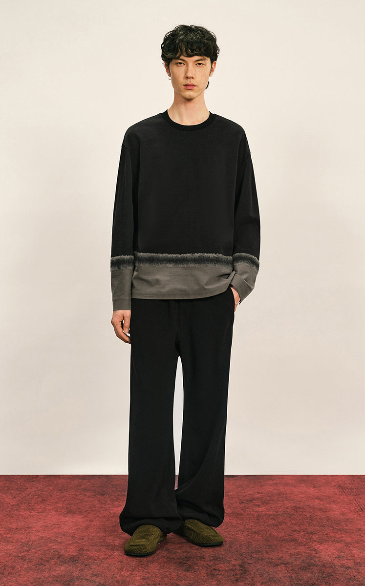 T-Shirt / CROQUIS Needle-Spliced Brushed Cotton Blend T-Shirt