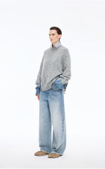 Sweater / JNBY  Oversized Knitted Denim Panel Pullover