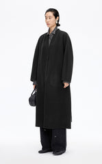 Coat / JNBY Collarless Longline Wool Double-Face Coat