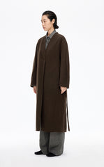 Coat / JNBY Collarless Longline Wool Double-Face Coat