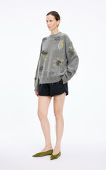 Sweater / JNBY Oversized Wool-Blend Botanical Pullover