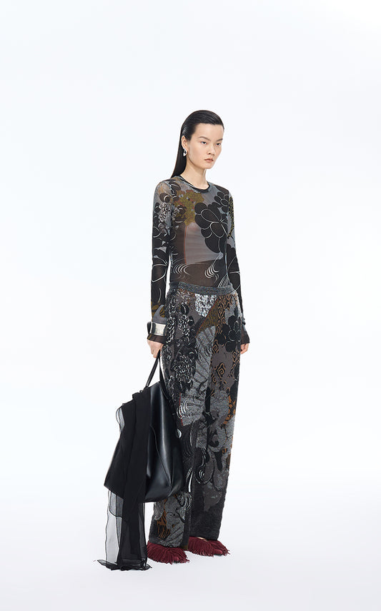 Pants / JNBY Shadow Print Wool Blend Trousers