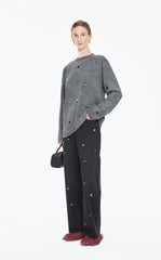 T-Shirt / JNBY Beaded Cotton Long Sleeve Tee