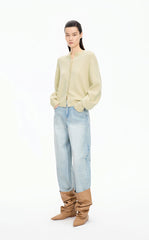 Sweater / JNBY Beaded Trim Cashmere-Wool Blend Cardigan