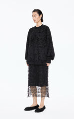 Sweatshirt / JNBY Oversized Flocked Floral Detail Pullover