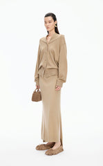 Skirt / JNBY H-Line Wool-Cashmere Long Skirt