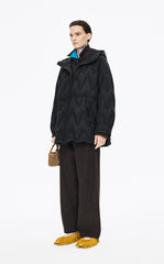 Down Coat / JNBY Wavy Quilted Mid-Length Hooded Down Coat