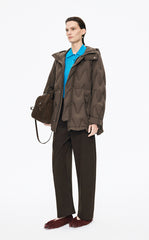 Down Coat / JNBY Wavy Quilted Mid-Length Hooded Down Coat