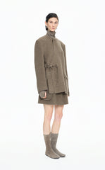 Coat / JNBY Double-Faced Collarless Wool Blend Coat