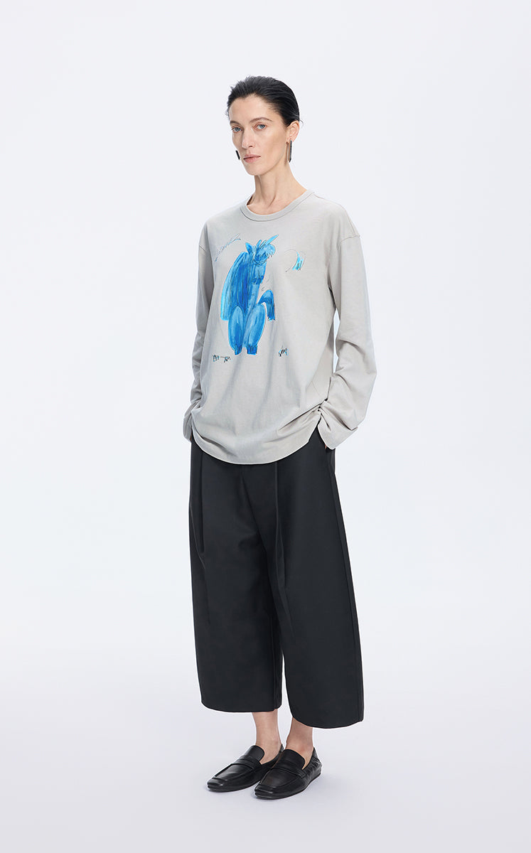 T-Shirt / JNBY Graphic Cotton Long Sleeve Tee