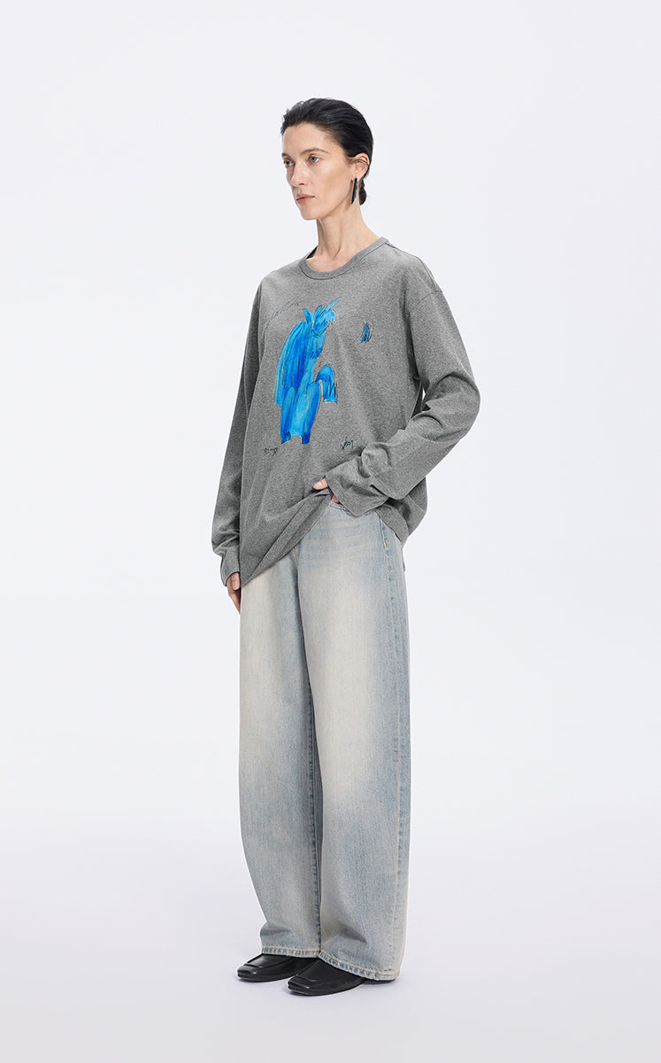 T-Shirt / JNBY Graphic Cotton Long Sleeve Tee