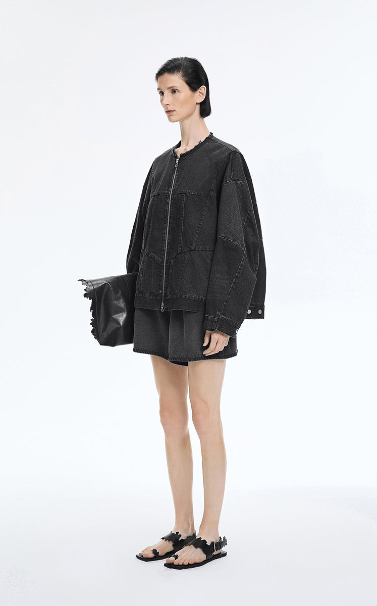 Jacket / JNBY Reconstructed Denim Collarless Jacket