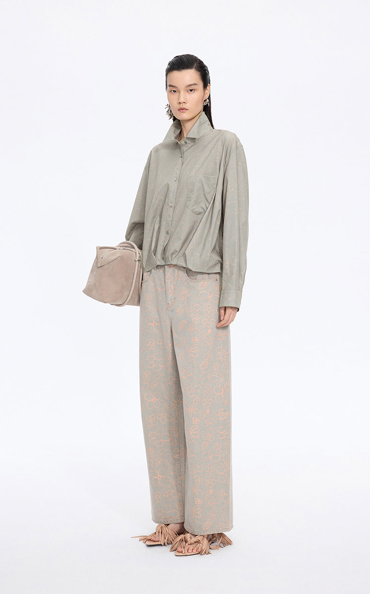 Shirt / JNBY Floral Print Cotton Long Sleeve Shirt