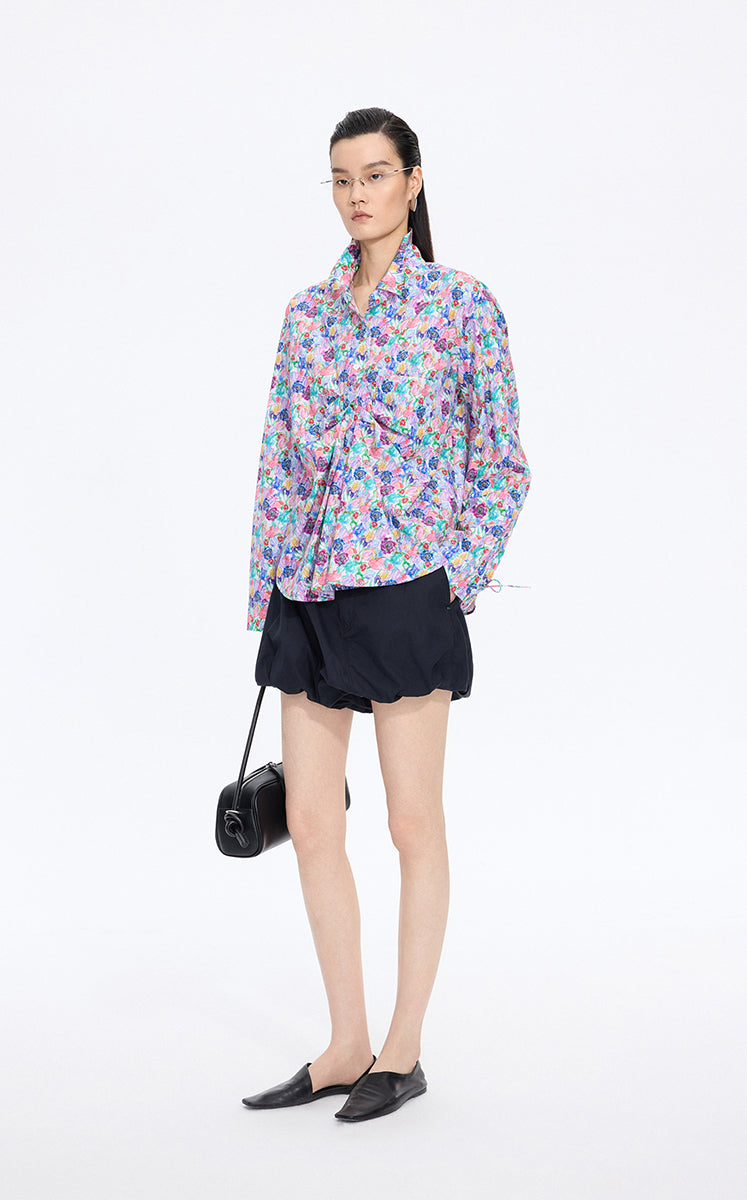 Shirt / JNBY Watercolor Tulip Oversized Cotton Shirt