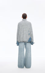 Sweater / JNBY  O-Shape Knitted Denim Panel Cardigan