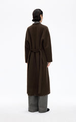 Coat / JNBY Collarless Longline Wool Double-Face Coat
