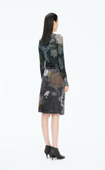 Skirt / JNBY Silk-Blend Printed Midi Skirt