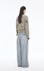 Sweater / JNBY Botanical Short Cropped Fit Wool Cardigan