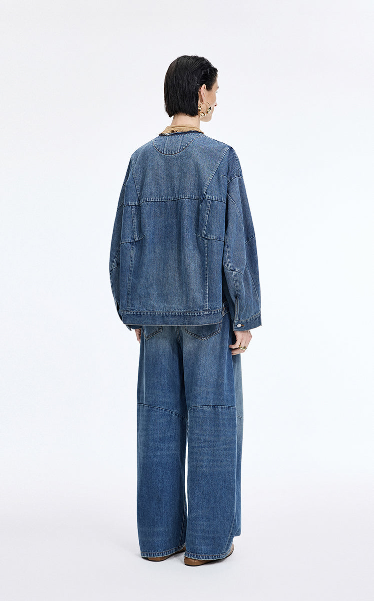Jacket / JNBY Reconstructed Denim Collarless Jacket