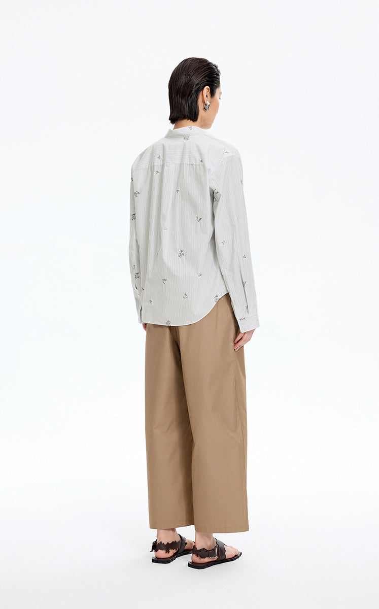 Shirt / JNBY Embroidered Floral Stripe Oversized Shirt