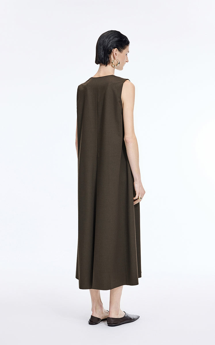 Dress / JNBY V-Neck Pleated Maxi Dress