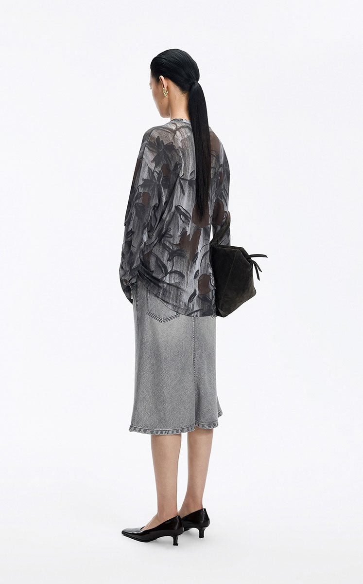 Skirt / JNBY Mid-Length Denim Flare Skirt