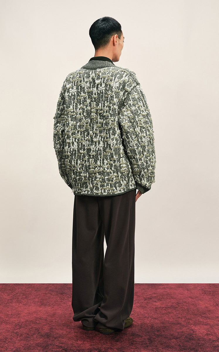 Sweater / CROQUIS Textured Jacquard V-Neck Sweater