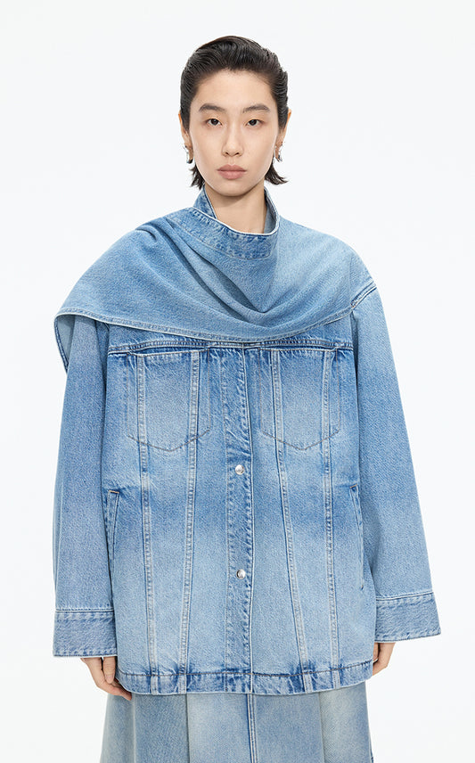 Jacket / JNBY Oversize Detachable Scarf Denim Jacket