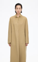 Coat / JNBY Collarless Longline Wool Double-Face Coat