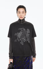 T-Shirt / JNBY Peony Shadow Print Cotton Tee