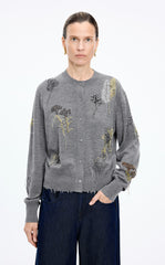 Sweater / JNBY Botanical Short Cropped Fit Wool Cardigan