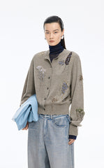 Sweater / JNBY Botanical Short Cropped Fit Wool Cardigan
