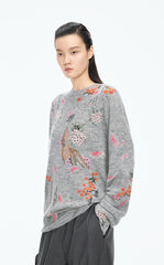 Sweater / JNBY Botanical Motif Mohair Blend Pullover