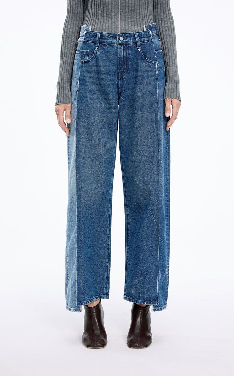 Pants / JNBY Contrast Panels Straight-Leg Jeans