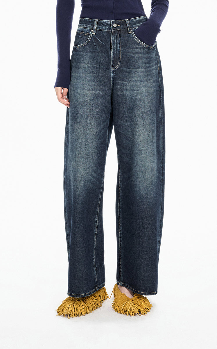 Pants / JNBY Wide-Leg Cuffed Full-Length Jeans