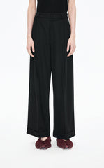 Pants / JNBY Wool Jacquard Cuffed Wide-Leg Pants