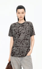 T-Shirt / JNBY Floral Wool-Blend Loose Tee
