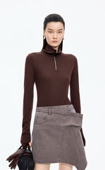 T-Shirt / JNBY Slim Fit Merino Wool Zip Neck Tee