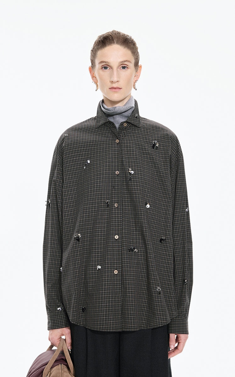 Shirt / JNBY Oversized Beaded Cotton Poplin Shirt