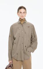 Shirt / JNBY Oversized Beaded Cotton Poplin Shirt