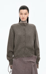 Sweater / JNBY Beaded Trim Cashmere-Wool Blend Cardigan