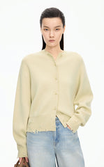 Sweater / JNBY Beaded Trim Cashmere-Wool Blend Cardigan