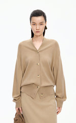 Sweater / JNBY Wool Cashmere Blend Longline Cardigan